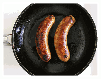 throbbing sausage in frying pan